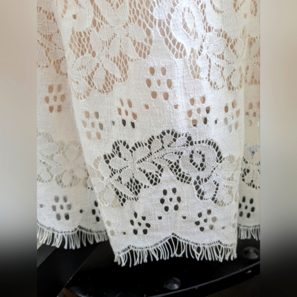 Anna Sui Boho Cream Lace Sleeveless Maxi Dress Size 6 - Picture 9 of 14